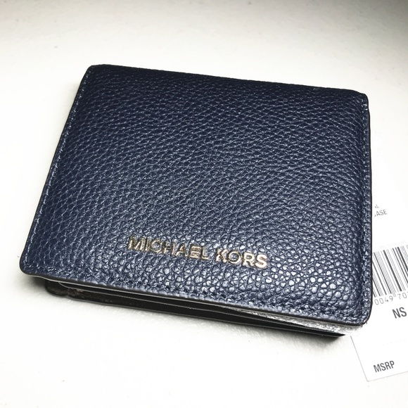 michael kors pebbled leather card case